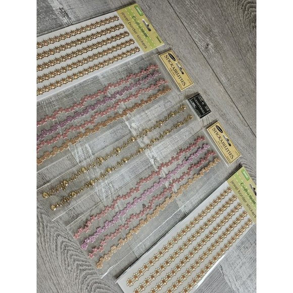 Sticker Lot Scrapbooking 3D Stickers 12" Borders Jewel Pearl Flowers Spring #112 - Picture 5 of 7